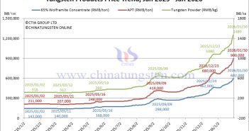 Tungsten Price Trend from January 2025 to January 2026