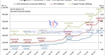 Tungsten Price Trend from January 2025 to January 2026