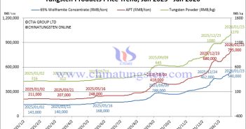 Tungsten Price Trend from January 2025 to January 2026