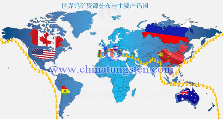 全球鎢資源分布儲(chǔ)量圖片
